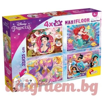 Lisciani Пъзел LISCIANI 91744 - 4 x 48 части - Дисни Принцеси, двулицеви пъзели (LI91744)