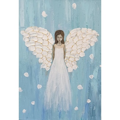 Anjel 4, Silvia Sochuláková,originálny,ručne maľovaný obraz.