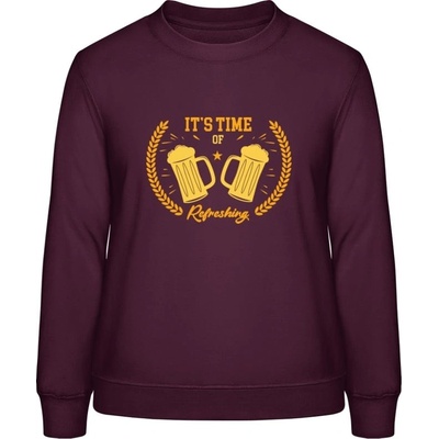 AWDis Sweat mikina Pivný motív It's Time of Refreshing purpurovočervená