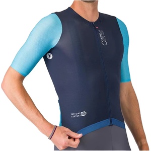 Castelli Мъжка фланелка с къс ръкав за колоездене Castelli Corretto Jersey Cycling jersey - Belgian Blue / Blue Fiamma-White (056-3886-0112)