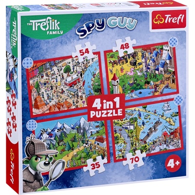 Trefl Детски пъзел Trefl 4 в 1 - Пътешествията на Трефликс (34675)