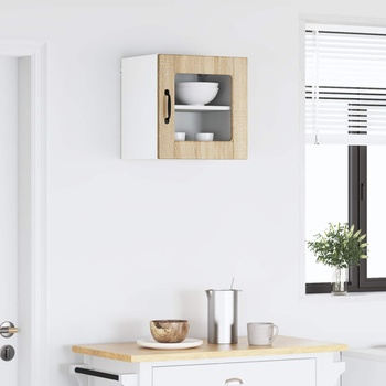 vidaXL Стенен стъклен шкаф PORTO Сонома дъб 40 x 31 x 40 см (885189)