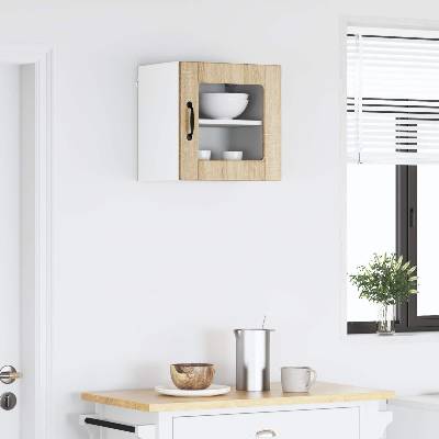 vidaXL Стенен стъклен шкаф PORTO Сонома дъб 40 x 31 x 40 см (885189)