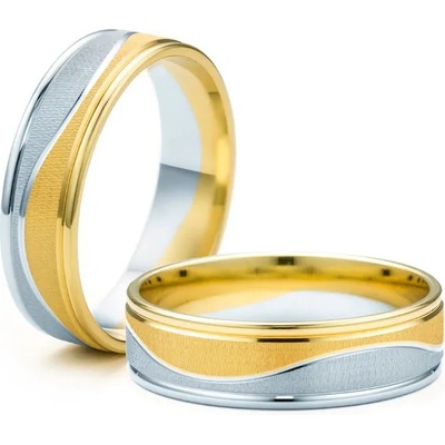 SAVICKI Сватбени халки: двуцветно злато, плоски. 6 мм