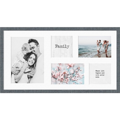 STYLER Рамка за 5 снимки Kyoto с бяло паспарту 27 x 51 см сива (RA-15140)