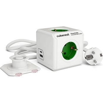 Cubenest PowerCube Extended USB PD 20W, A+C, 4× zásuvka, 1,5 m, biela/zelená 6974699971412