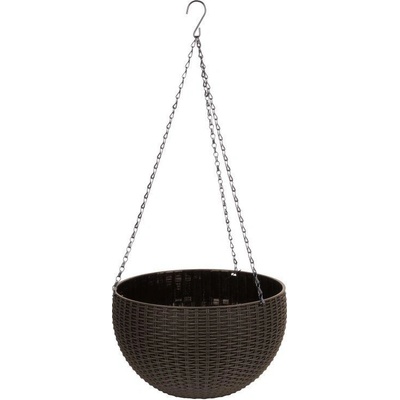 Strend Pro Modern Kvetináč visiaci, závesný, hnedý, 26x16cm, s retiazkou a vešiakom