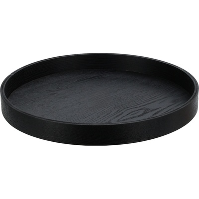 H&L Kulatý dřevěný servírovací tác 38cm velký černý
