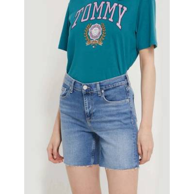 Tommy Jeans Džínové šortky dámské hladké high waist DW0DW18328 modrá