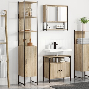 vidaXL Комплект мебели за баня 3 бр. Сонома дъб 33 x 33 x 185, 5 см (3399400)