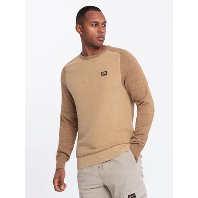 Ombre Clothing Мъжки плетен пуловер RELAXED FIT с десен в бежово Ombre Clothing Ombre Clothing | Bezhov | МЪЖЕ | XXL