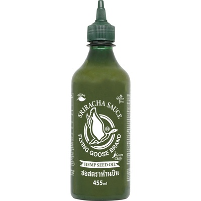FLYING GOOSE Sriracha zelená chilli omáčka s konopným olejem 455 ml