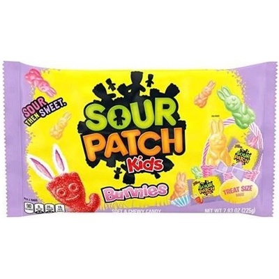 Sour Patch Kids gumové kyselé bonbony ve tvaru zajíčků ovocných příchutí 225 g