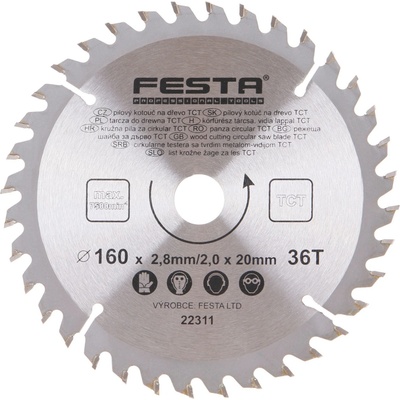 Festa Pilový kotouč s SK plátkem, 140 x 20 mm, 30 zubů, TCT 22303