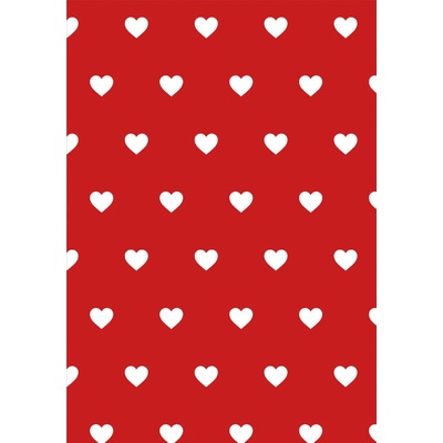 Takoy Panel na ušití deky Wellsoft fleece 140x200 bílá srdíčka 6 cm na červeném podkladu