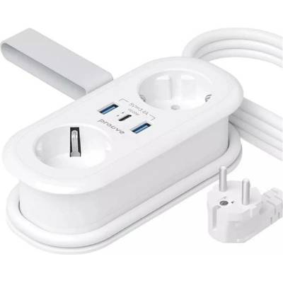 Удължителен кабел Proove Supercoil 20W (2AC + 1 Type-C + 2 USB) 1, 5 м (PSPS25002102)