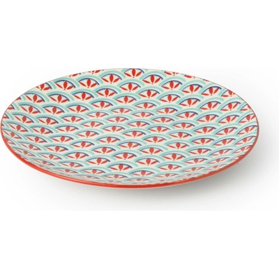 Kameninový Talíř 18 cm Mikasa na Dezerty Brunch a Tapas - zeleno-modrý geometrický vzor MKSPLATE31