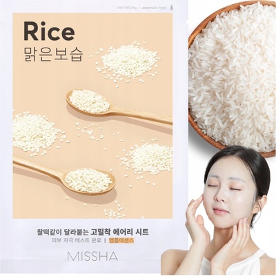 Missha Airy Fit Rice plátenná maska s čistiacim účinkom 19 g