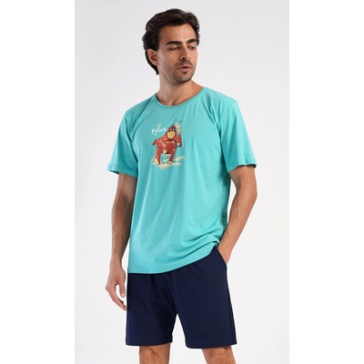 Vienetta MAN pánské pyžamo šortky Relax tyrkysová