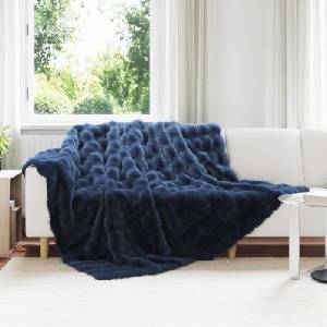 Pure Line Home Луксозно покривало за легло тип заешка кожа Olite, морскосиньо
