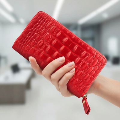 Kožená peňaženka 382 červená Made in Italy Červená