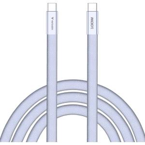 Verbatim Кабел Verbatim Sync & Charge SoftTouch, от USB-C(м) към USB-C(м), 1.2m, 100W, лилав (VERBATIM-30278)