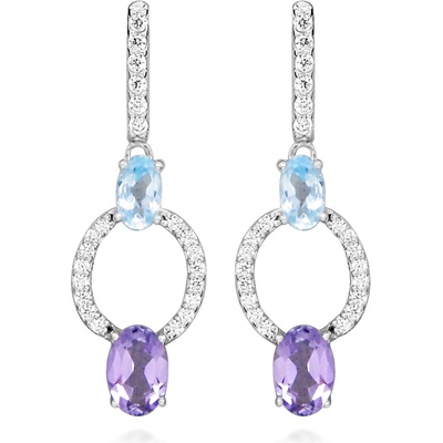 Silver Cat Strieborné visiace náušnice s kubickými zirkónmi Colored Stones SC636