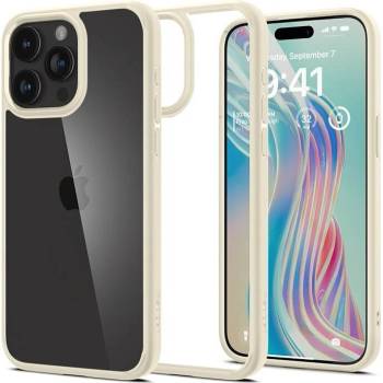 Spigen Противоударен Калъф за iPhone 15 Pro, SPIGEN Ultra Hybrid Case, Бежов (ACS06712)