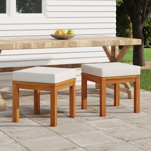 vidaXL Градински табуретки с възглавници 2 бр 40x40x42 см акация масив (319719)