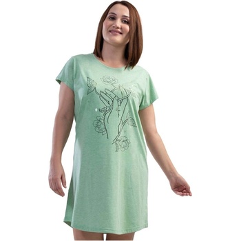 Макси нощница в светлозелено с роза