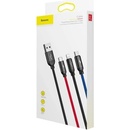 Baseus CAMLT-BSY01 Three Primary Colors 3v1 USB - micro USB / Lightning / USB-C nylonový opletený 3,5A, 1,2m, černý