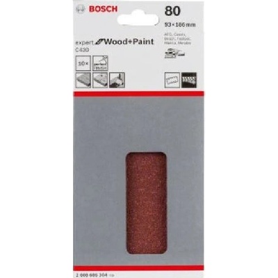 Bosch Brusný papír P80, 93x186 mm, 10 ks 2608605304