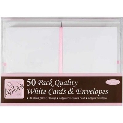DP Craft Sada Obálky + karty ANITA'S - WHITE, 50 Ks, velikost A6