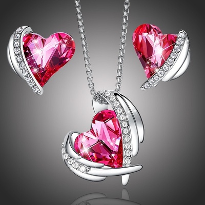 Victoria Filippi souprava náhrdelníku a náušnic Swarovski Elements Amorita Bianca SET0275 Růžová 45 cm + 5 cm (prodloužení) – Sleviste.cz