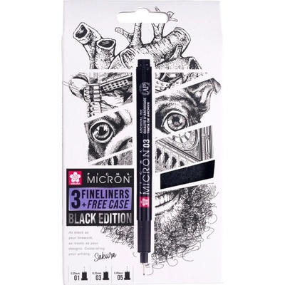 Technické linery SAKURA Pigma Micron Exclusive, 3 ks v pouzdře
