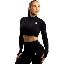 Booty Simple Crop Top Zipper BLACK