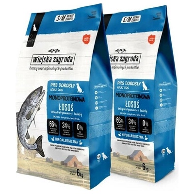 Wiejska Zagroda Monoprotein Losos chrumkavé S/M 2 x 6 kg