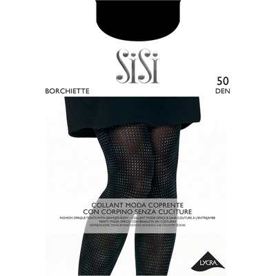 SiSi Fashion punčochové kalhoty BORCHIETTE 50 DEN black Černá