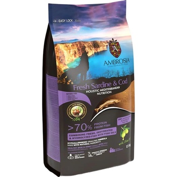 AMBROSIA Mediterranean Senior & Sterilized Fresh Sardine & Cod 1, 5 кг