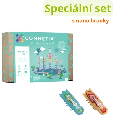 Connetix Tiles Kuličkodráha PASTEL (106 ks) + Nano brouci (2 ks)