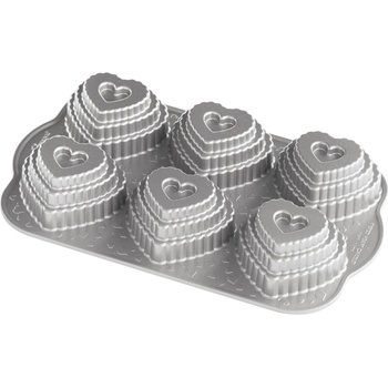 Nordic Ware Форма за 6 етажни сърца Tiered Heart Bundt® сребърен Nordic Ware (NW90937)