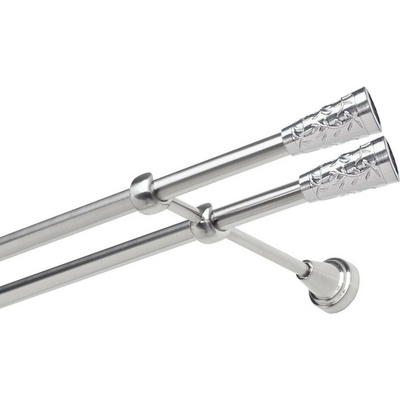 OK-GarnýžeCZ Garnýž kovová dvouřadá 19mm Sevilla double nerez 200 cm do stěny / na tunýlek - bez kroužků