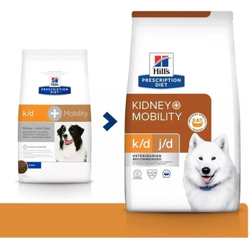Hill's Prescription Diet K/D & Mobility Starostlivosť o obličky granule pre psov 2 x 4 kg