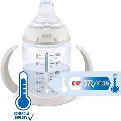 Nuk kojenecká láhev na učení Medvídek Pú s kontrolou teploty béžová 150 ml