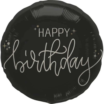 Foliový balónek Happy Birthday černý