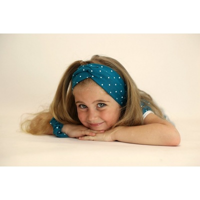 KocourMourek Čelenka petrolejová s bílými puntíky – Zboží Dáma