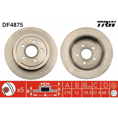 TRW Brzdový kotúč DF4875 sada 2 ks