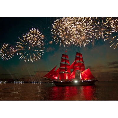 Bluebird Puzzle - Puzzle Fireworks around and Sailboat - 500 piese