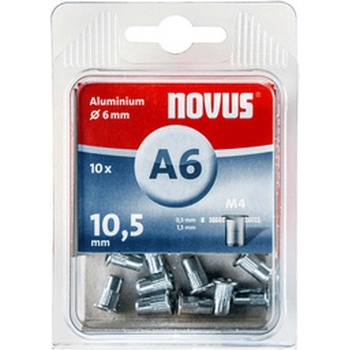Novus Гайка нит алуминиева Novus - ф 6 mm, М4х10.5 mm, A6, 10 бр (045-0041)