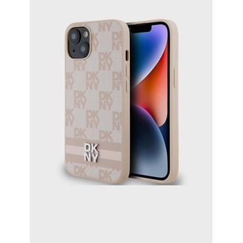 DKNY Заден капак от PU кожа с кариран десен и райе за iPhone 15 Pink DKNY DKNY | Rozov | ЖЕНИ | UNI